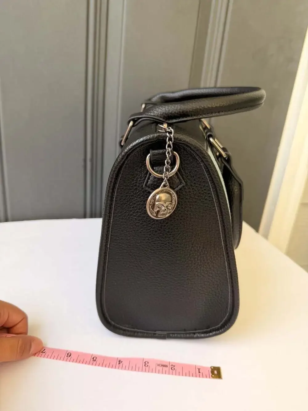 Ed Hardy VeganLeather and Denim Satchel CrossbodyHandbag with Eagle and SkullRns
